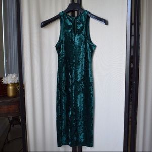 Green Velvet Keyhole Racerback Midi Dress